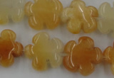 CFG1000 15.5 inches 16mm carved flower yellow jade beads