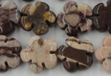 CFG1002 15.5 inches 16mm carved flower zebra jasper beads