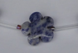 CFG1006 15.5 inches 20mm carved flower blue spot stone beads