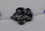 CFG1007 15.5 inches 20mm carved flower snowflake obsidian beads