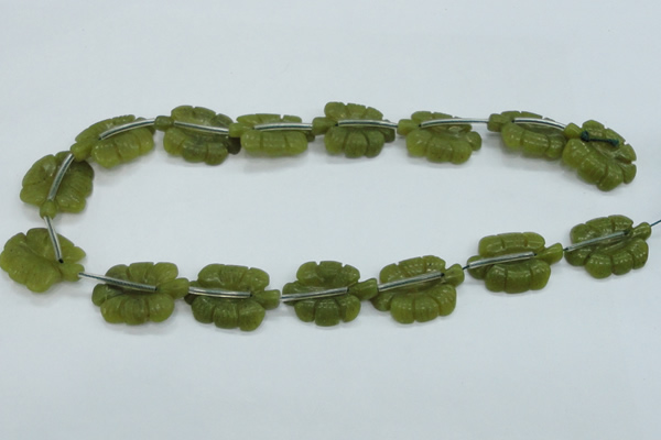 CFG11 15.5 inches 20*28mm carved leaf Korean jade beads