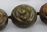 CFG1144 15.5 inches 30mm carved flower flower jade beads