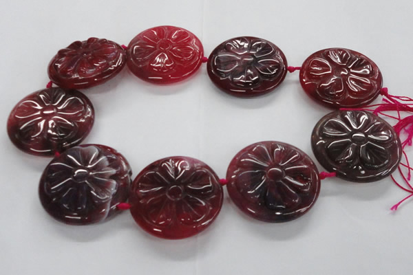 CFG1160 15.5 inches 45mm carved flower agate gemstone beads