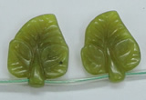 CFG12 15.5 inches 20*24mm carved leaf Korean jade beads