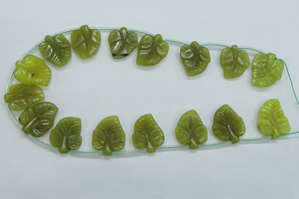 CFG12 15.5 inches 20*24mm carved leaf Korean jade beads