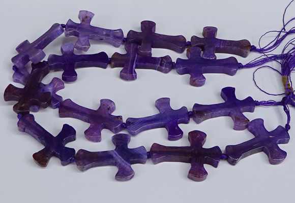 CFG1232 15.5 inches 32*45mm - 35*48mm cross dragon veins agate beads