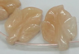 CFG14 15.5 inches 20*26mm carved leaf pink aventurine jade beads