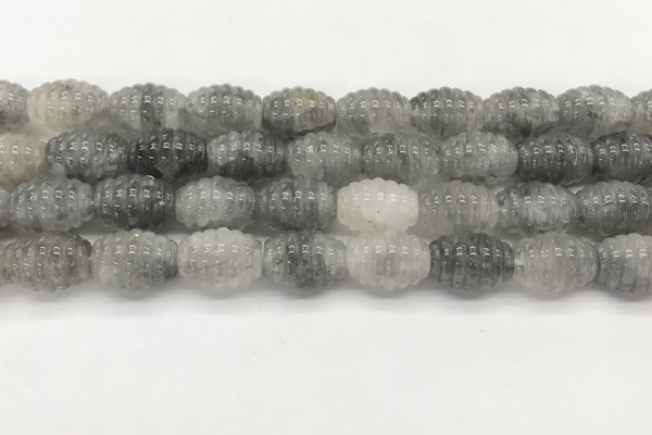 CFG1502 15.5 inches 15*20mm carved rice cloudy quartz beads