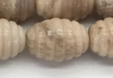 CFG1506 15.5 inches 15*20mm carved rice moonstone beads