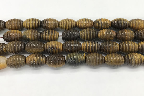 CFG1508 15.5 inches 15*20mm carved rice tiger eye beads