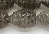 CFG1515 15.5 inches 15*20mm carved teardrop smoky quartz beads