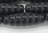 CFG1545 15.5 inches 10*30mm carved rice black agate beads