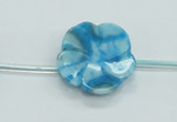 CFG18 15.5 inches 24mm carved flower blue crazy lace agate beads