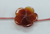 CFG19 15.5 inches 24mm carved flower natural red agate beads