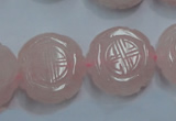 CFG205 15.5 inches 24mm carved coin rose quartz gemstone beads