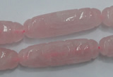 CFG208 15.5 inches 12*40mm carved rice rose quartz gemstone beads