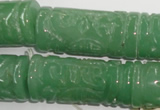 CFG213 15.5 inches 14*31mm carved column green aventurine jade beads