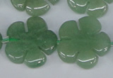 CFG218 15.5 inches 24mm carved flower green aventurine beads