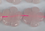 CFG219 15.5 inches 24mm carved flower rose quartz beads