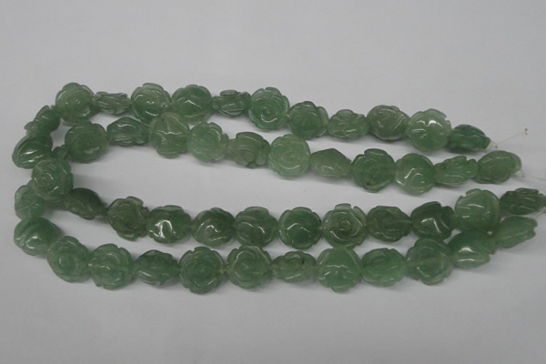 CFG231 15.5 inches 16mm carved flower green aventurine beads