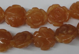 CFG232 15.5 inches 16mm carved flower red aventurine beads