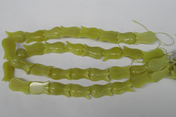 CFG240 15.5 inches 15*25mm carved flower olive jade gemstone beads