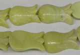 CFG241 15.5 inches 15*25mm carved flower lemon jade gemstone beads