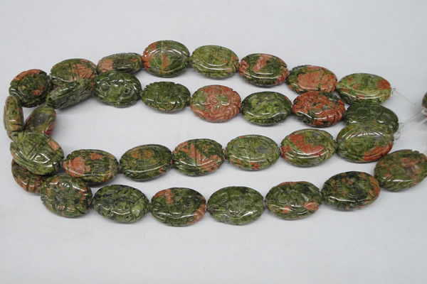 CFG248 15.5 inches 18*25mm carved oval unakite gemstone beads