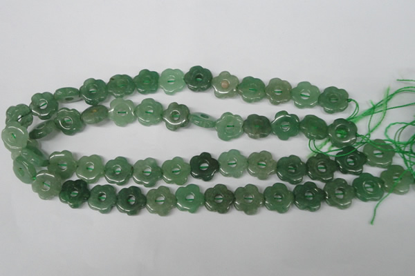 CFG255 15.5 inches 15mm carved flower green aventurine beads