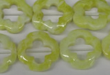 CFG257 15.5 inches 20mm carved flower lemon jade gemstone beads