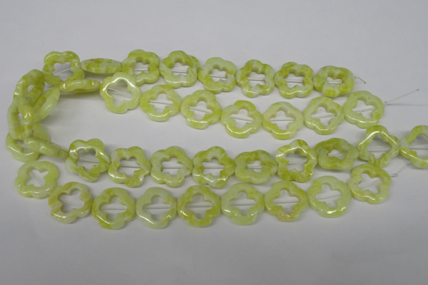 CFG257 15.5 inches 20mm carved flower lemon jade gemstone beads