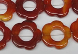 CFG259 15.5 inches 20mm carved flower red agate gemstone beads