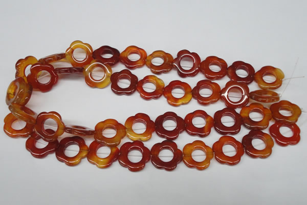 CFG259 15.5 inches 20mm carved flower red agate gemstone beads