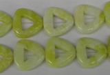 CFG275 15.5 inches 15*15mm carved triangle lemon jade beads