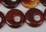 CFG277 15.5 inches 25mm carved donut red agate beads