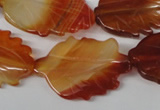 CFG280 15.5 inches 20*30mm carved leaf red agate beads