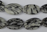 CFG293 15.5 inches 15*20mm carved oval black water jasper beads