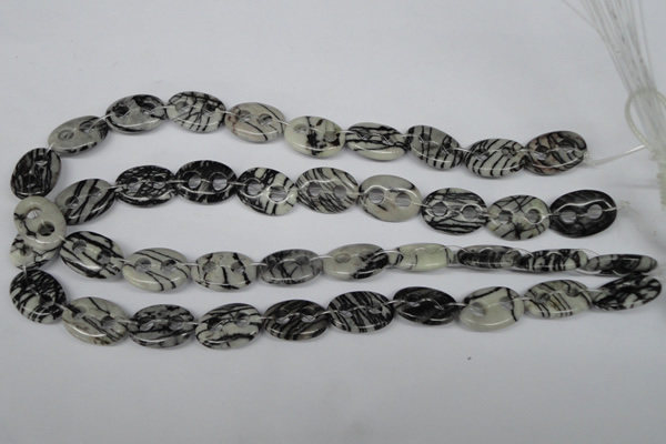 CFG293 15.5 inches 15*20mm carved oval black water jasper beads