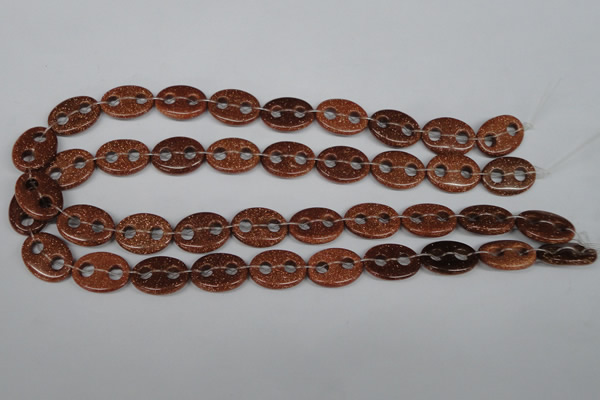 CFG295 15.5 inches 15*20mm carved oval goldstone beads