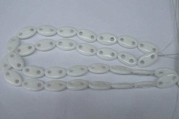 CFG298 15.5 inches 15*25mm carved oval white stone beads