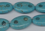 CFG299 15.5 inches 16*26mm carved oval turquoise beads