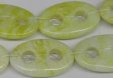 CFG308 15.5 inches 20*30mm carved oval lemon jade gemstone beads