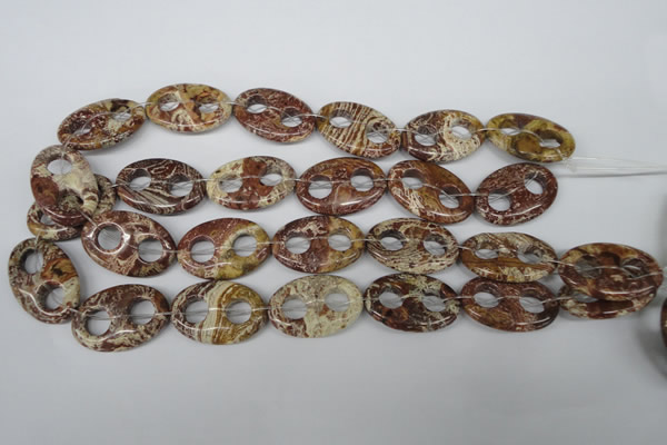 CFG309 15.5 inches 20*30mm carved oval dyed stripe jasper beads