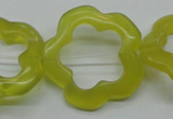 CFG33 15.5 inches 30mm carved flower lemon jade gemstone beads