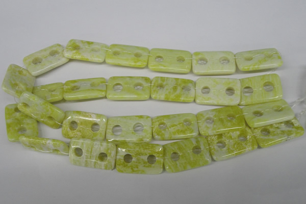 CFG336 15.5 inches 20*30mm carved rectangle lemon jade beads