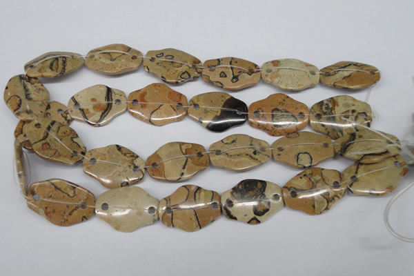 CFG340 22*30mm carved hexagon African leopard skin jasper beads