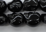 CFG345 15.5 inches 17*19mm carved skull black agate beads