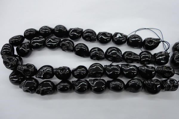 CFG345 15.5 inches 17*19mm carved skull black agate beads