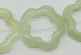 CFG36 15.5 inches 30mm carved flower green jade beads