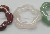 CFG37 15.5 inches 30mm carved flower colorful gemstone beads